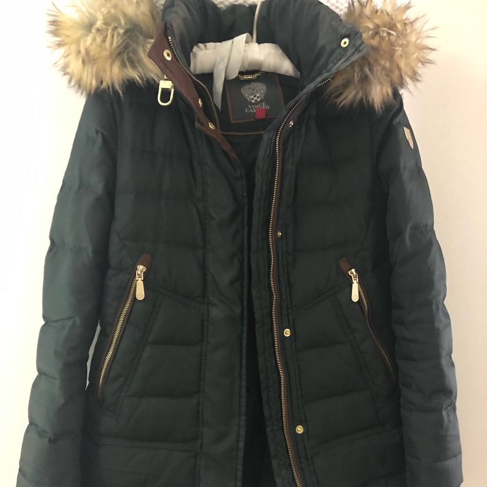 Winter down coat.